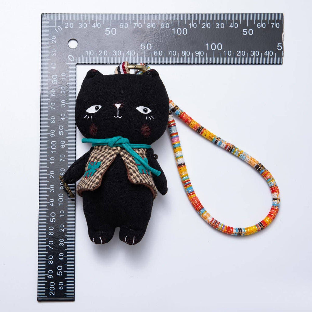 Black Cat Kitten Pet Plush Bag Charm Keychain
