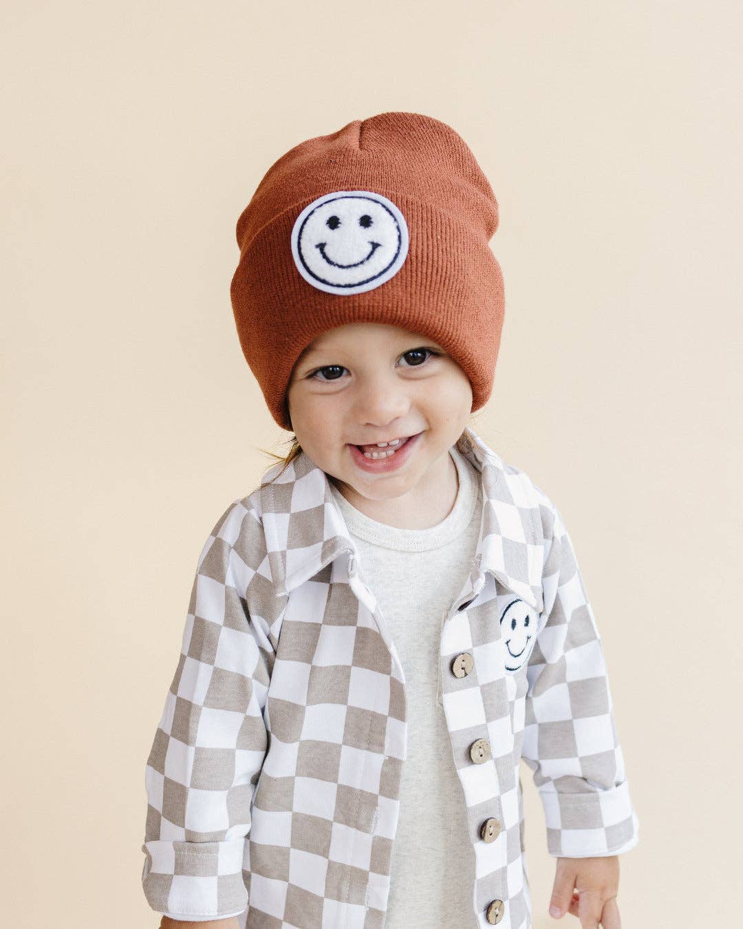 Lucky Panda Kids Smiley Beanie - Rust