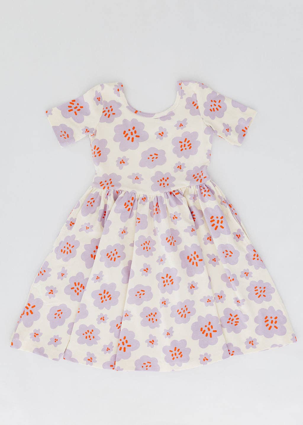 Good Apples Kids Short Sleeve Twirl Dress - Lavender Blooms