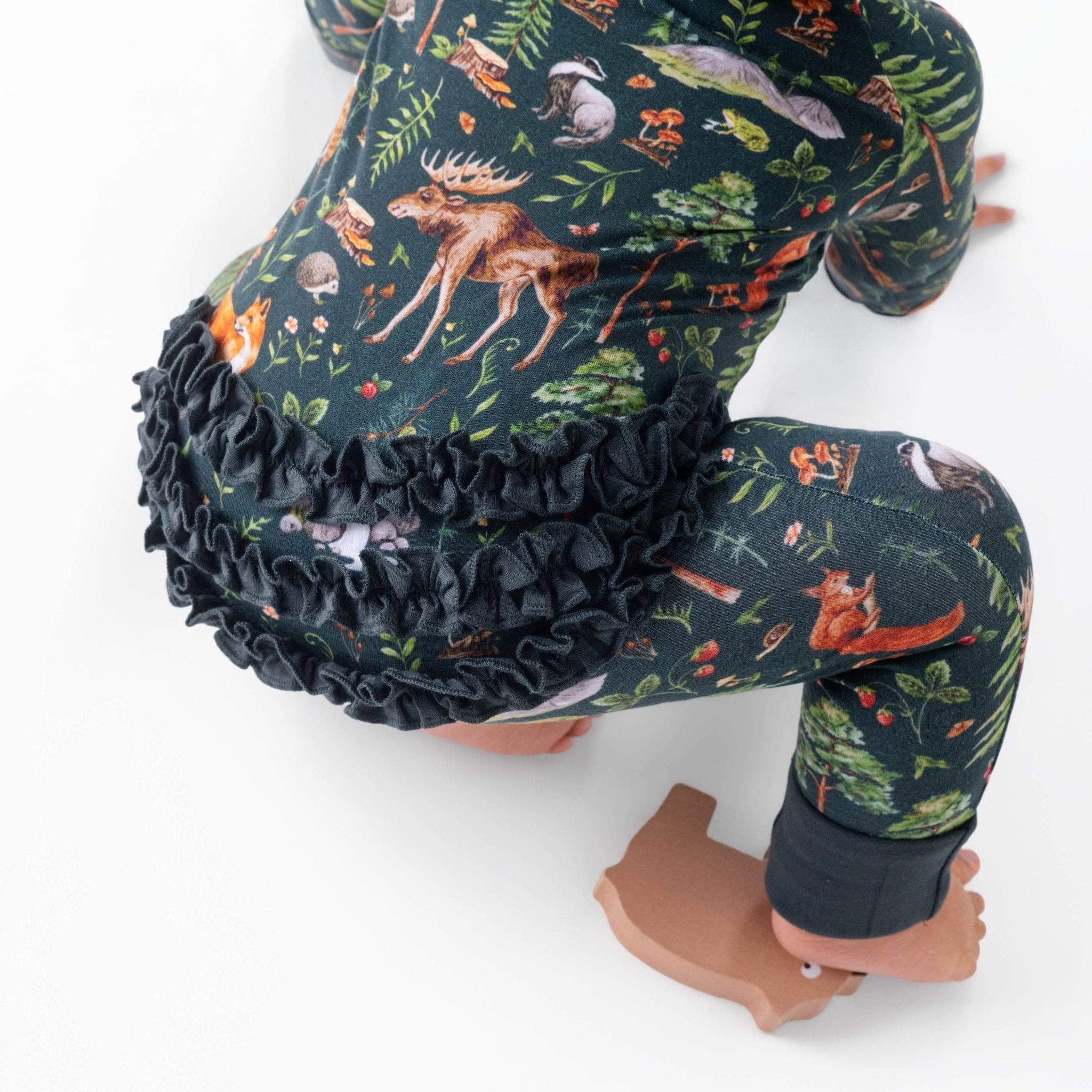 Jammie Session Bamboo Ruffle Romper  - Wood You Be My Friend