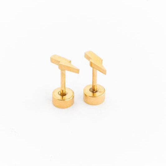 Pip Pop Post - Bolt Stud Earrings - Gold