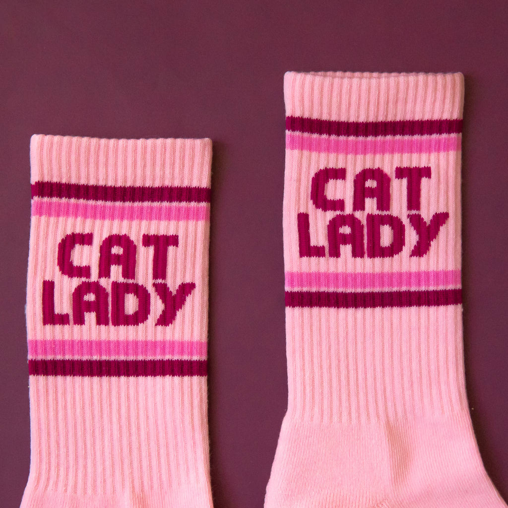 Sunshine Studios Ribbed Crew Socks - Cat Lady
