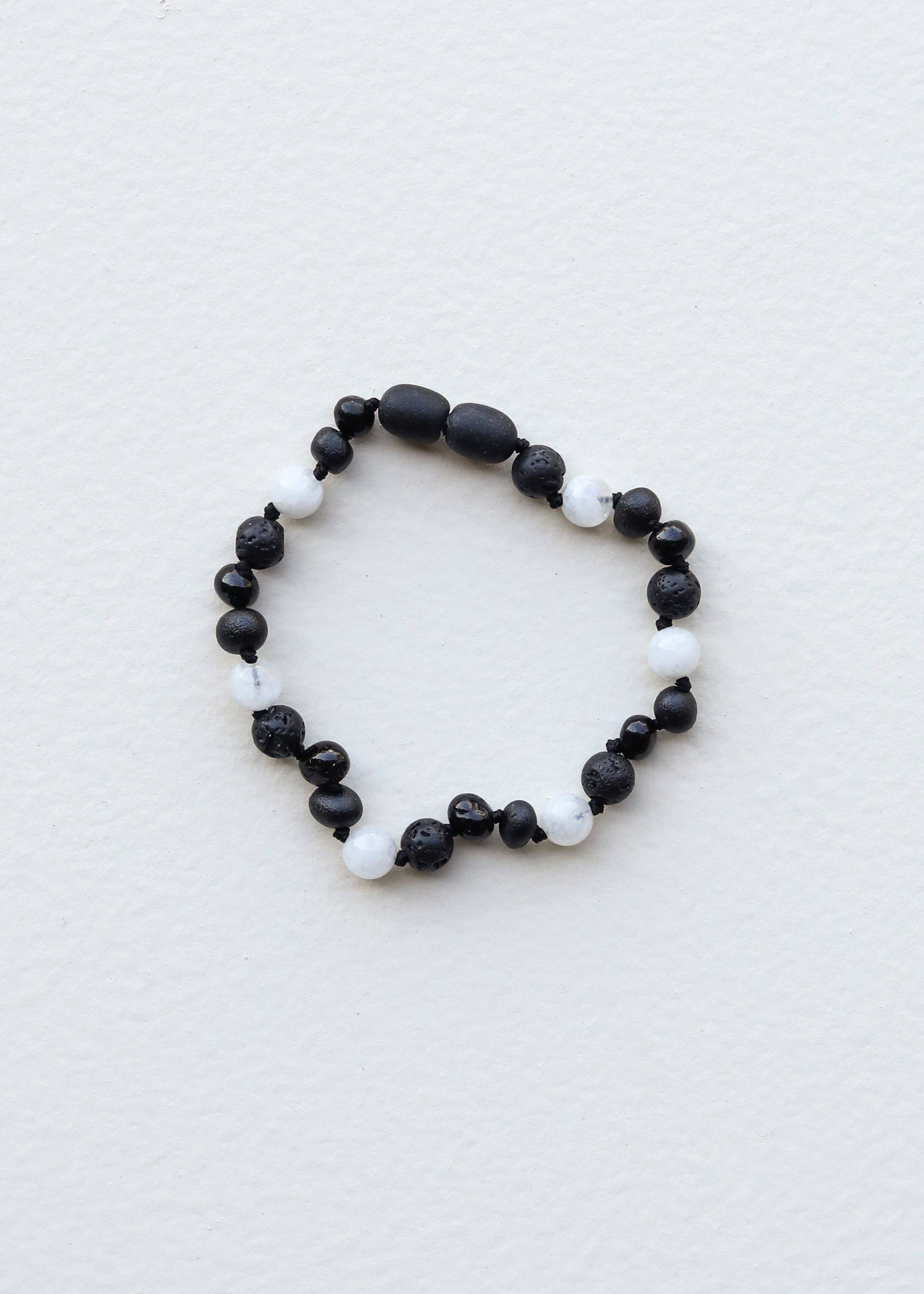 CanyonLeaf - Raw Black Baltic Amber + Moonstone || Anklet or Bracelet