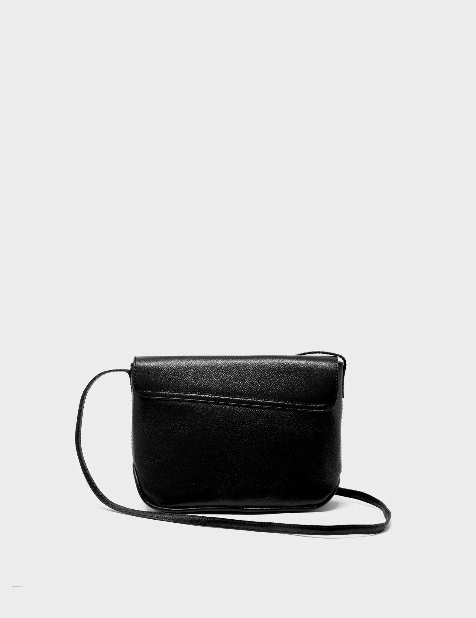 Min & Mon - Bruno Mini Crossbody Black Leather Bag - All Over Eyes