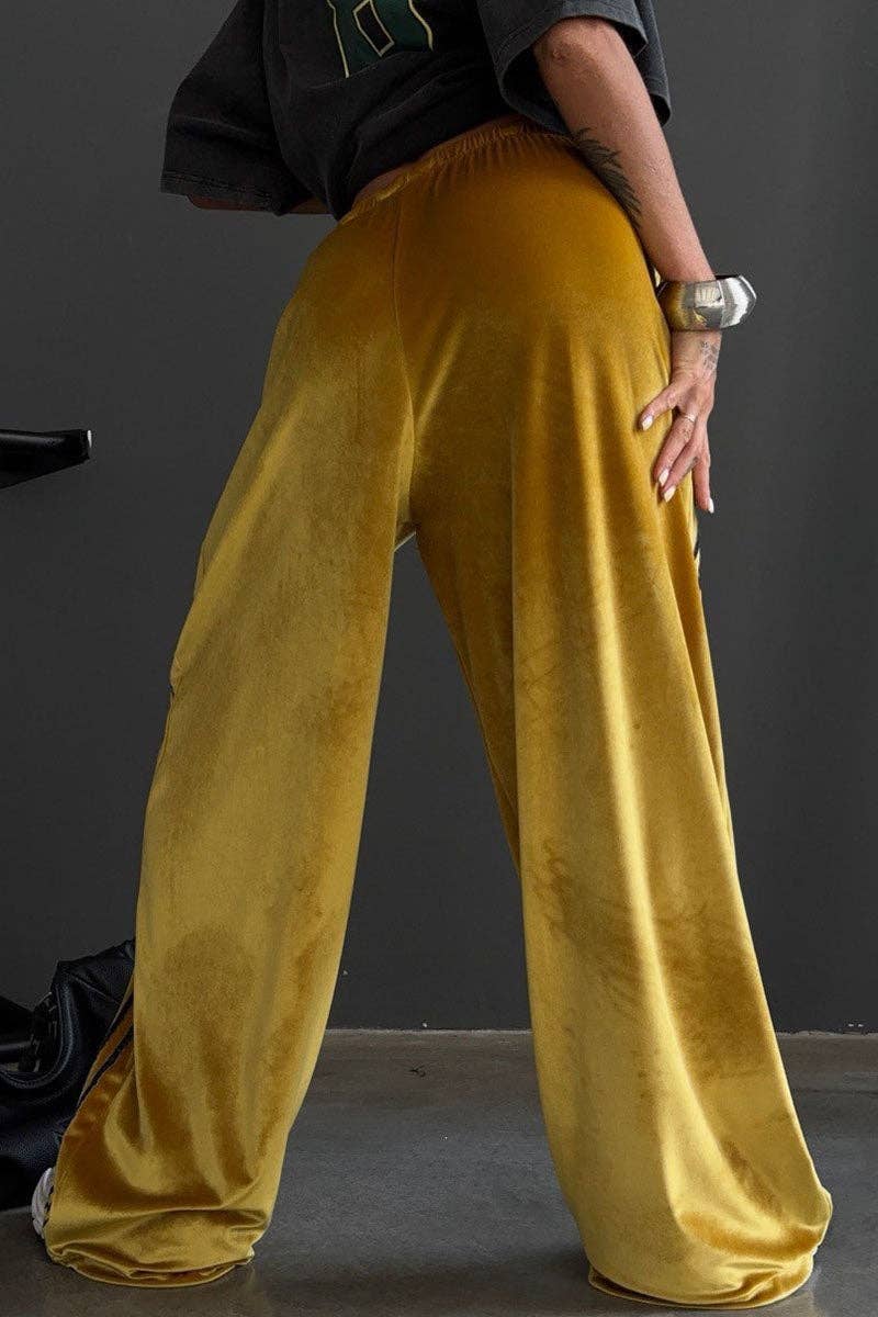 Women's Striped Side Wide-Leg Sweatpants - Yellow