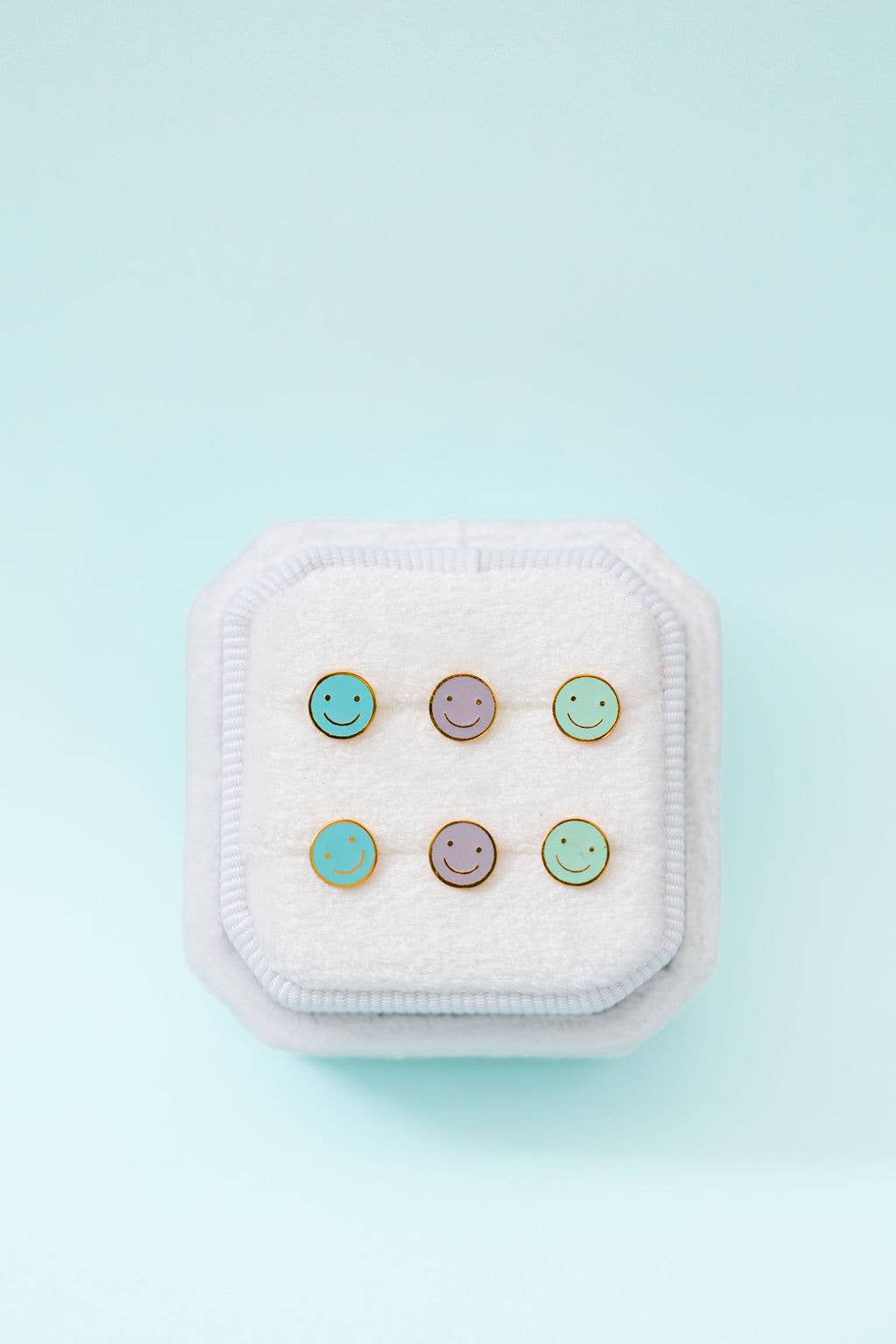 Desert Peach - Mint Smiley Stud Earrings