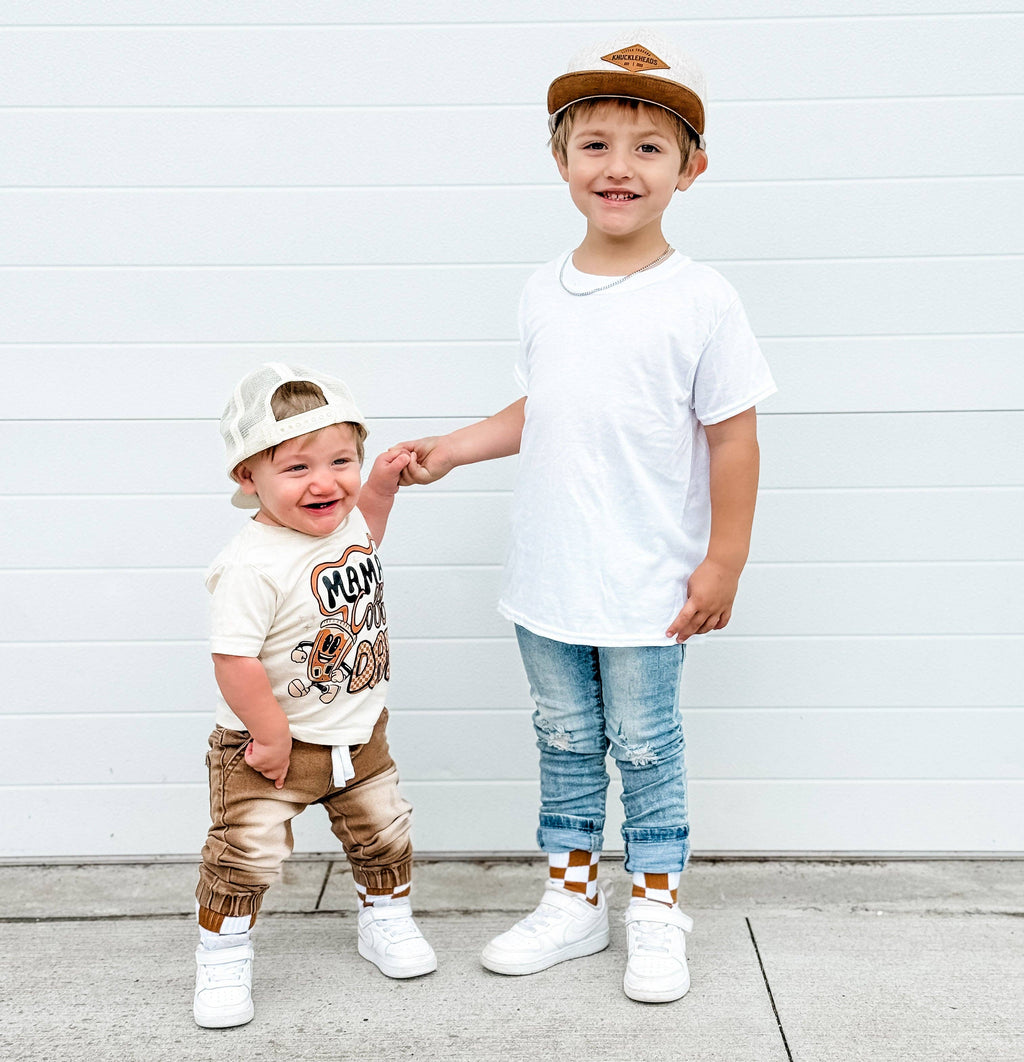 Kickin it up Socks - Camel Checker