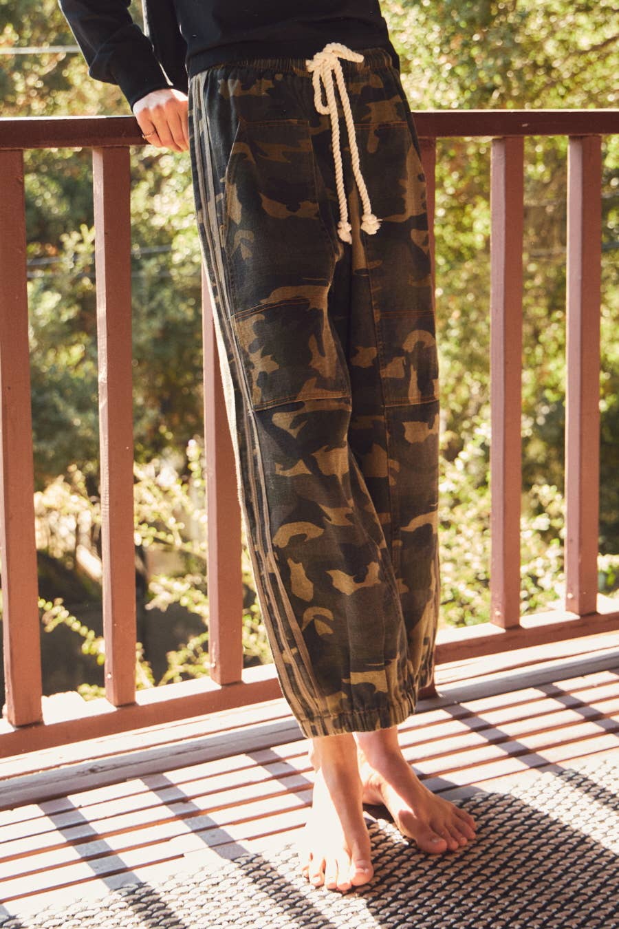 Women's Drawstring Pants - Washed Camo