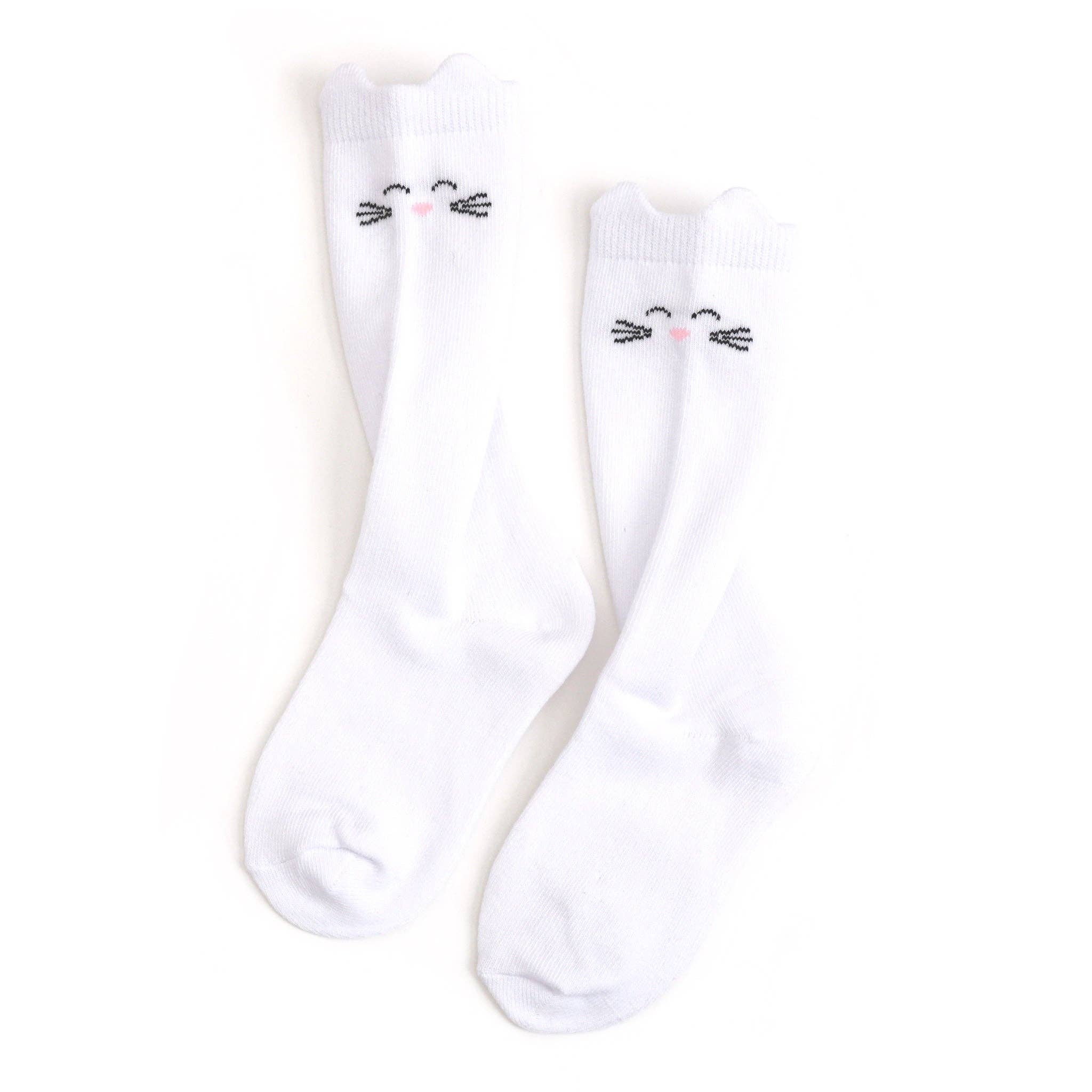 Little Stocking Co. Knee High Socks - White Cat