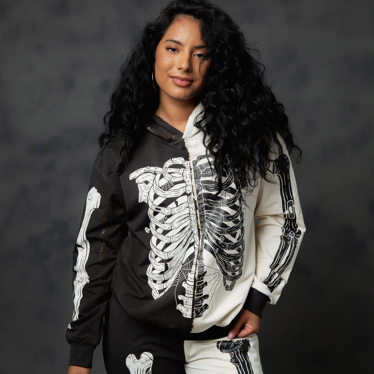 RAGS - Adult Unisex Hoodie - Black & White Skelly