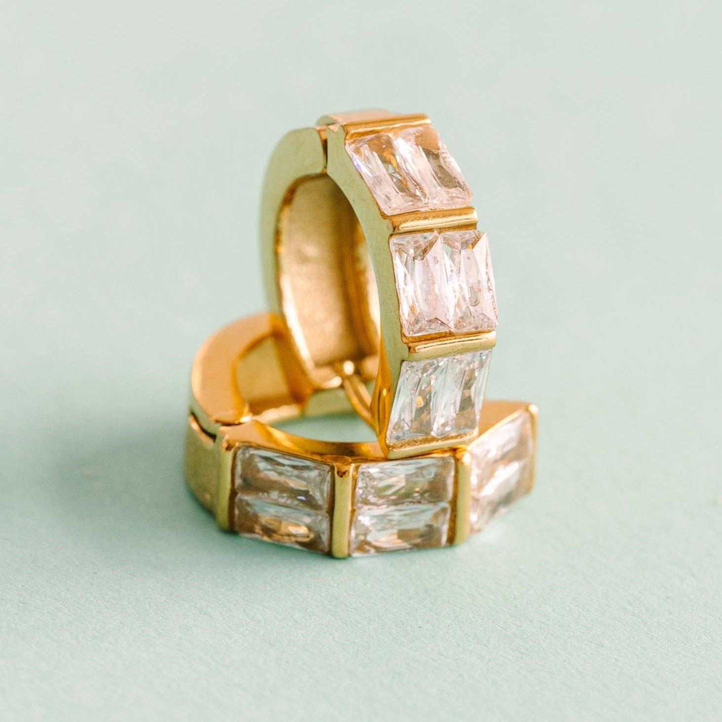 Pierced Co - Triple Baguette Huggies