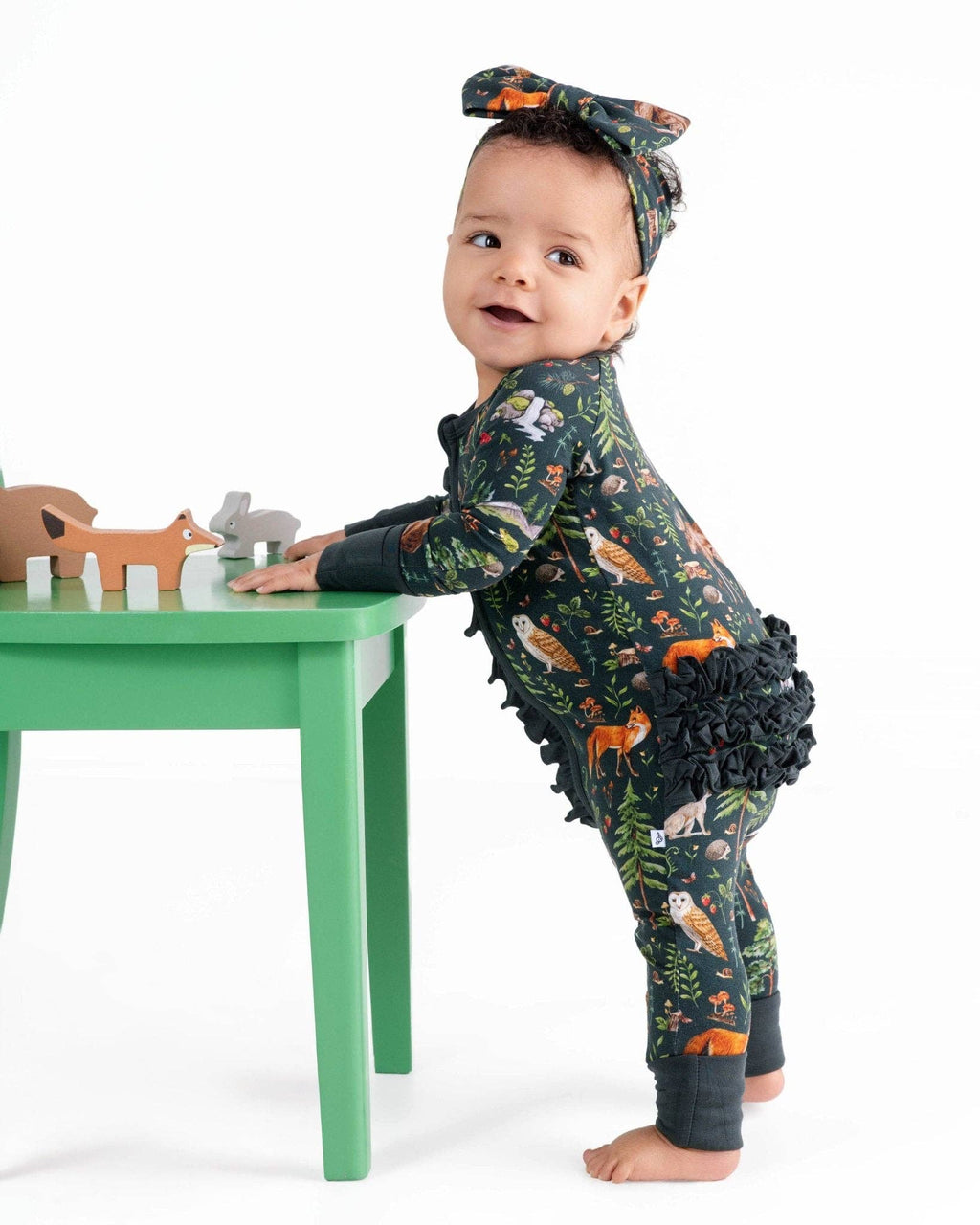 Jammie Session Bamboo Ruffle Romper  - Wood You Be My Friend
