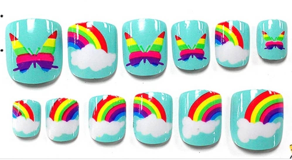 Polish Me Silly Press On Nails - Butterfly Rainbow