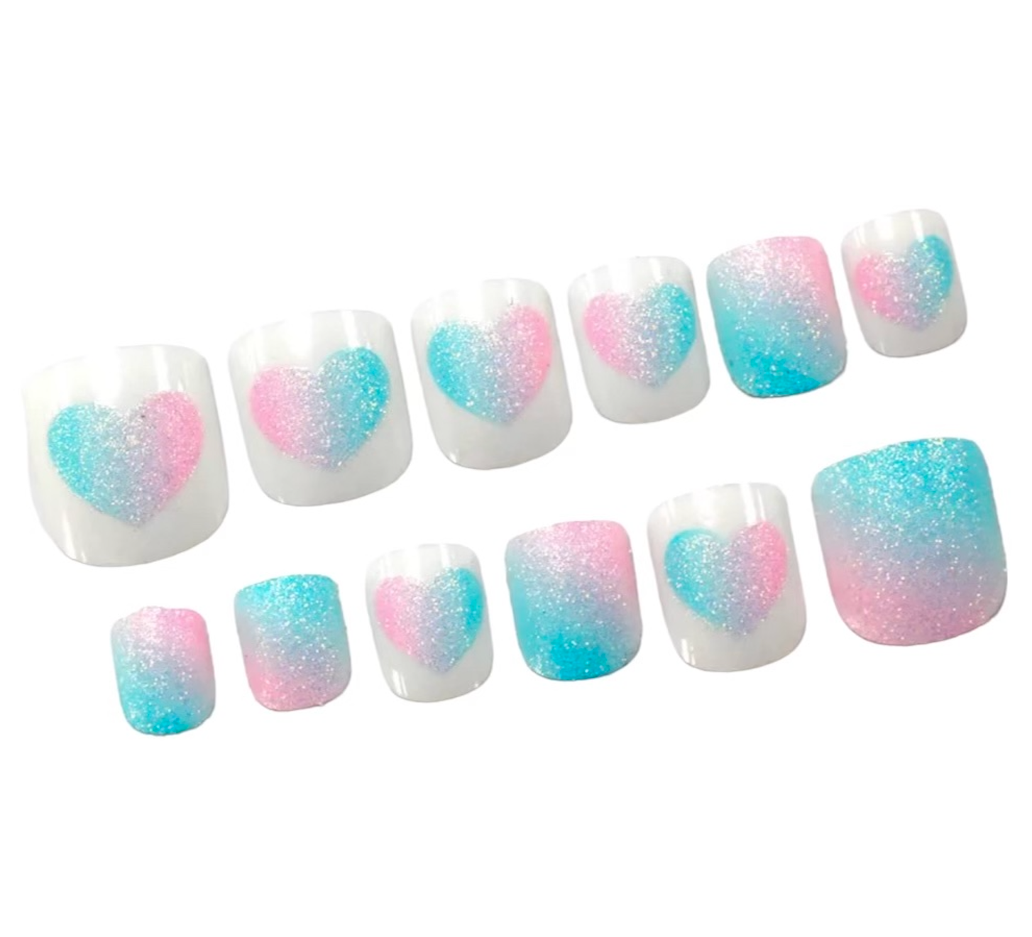 Polish Me Silly Press On Nails - Ombre Hearts