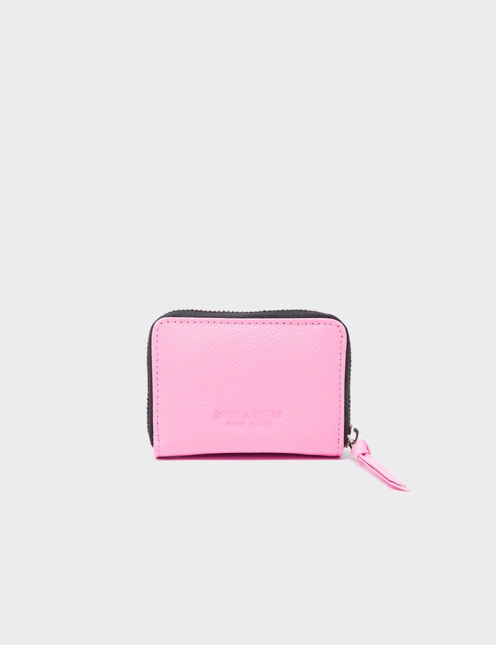 Min & Mon - Frodo Bubblegum Pink Leather Zip Around Wallet - Eyes Embroidery