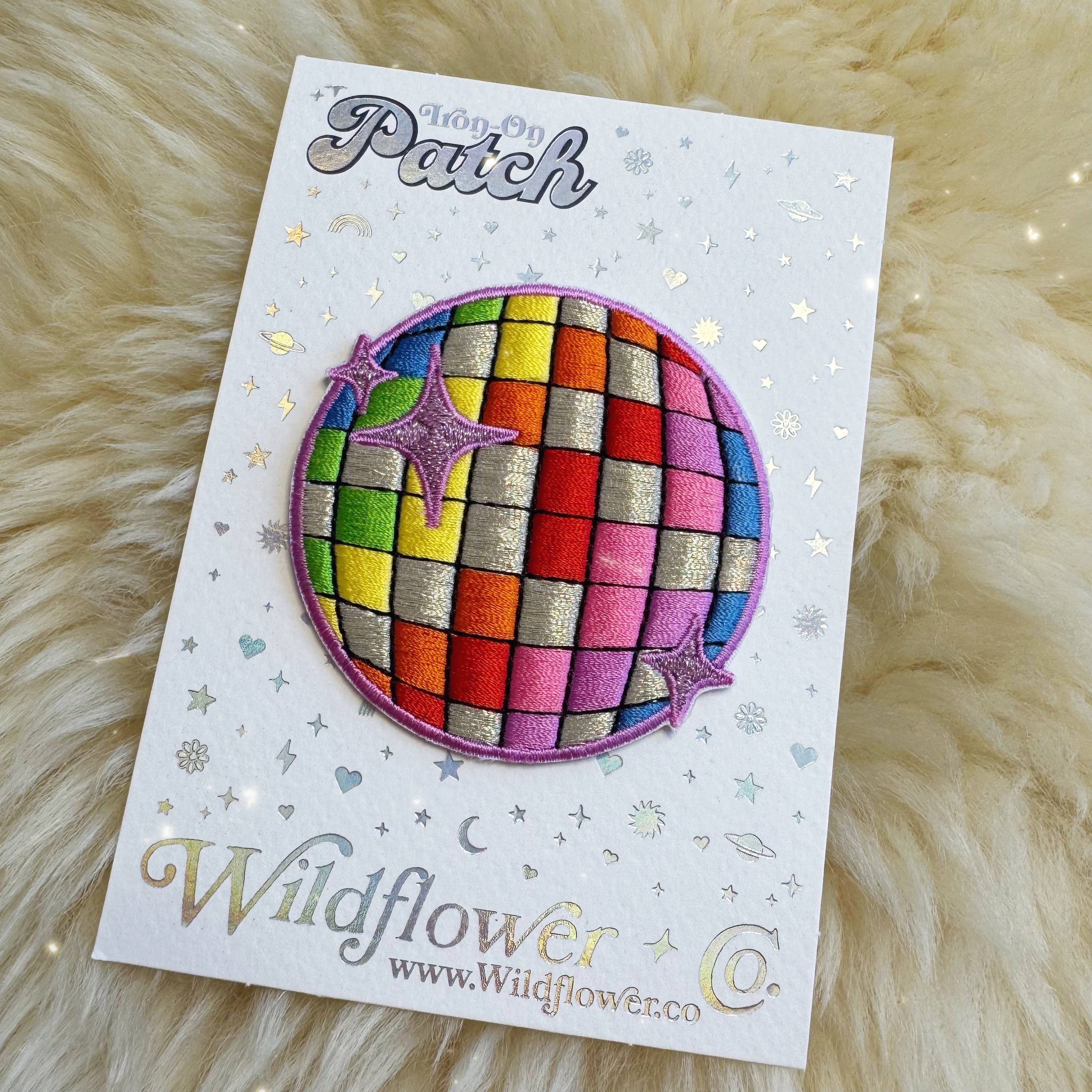 Wildflower + Co. Patch - Rainbow Disco Ball