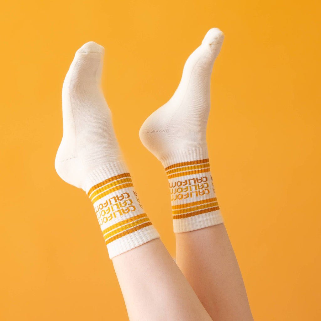 Sunshine Studios Ribbed Crew Socks - California Striped