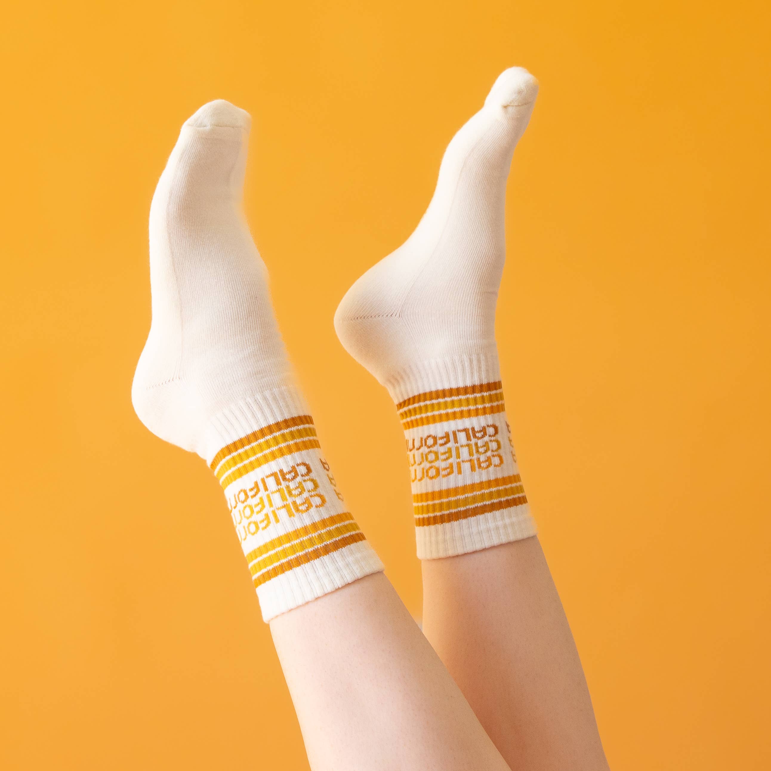 Sunshine Studios Ribbed Crew Socks - California Striped