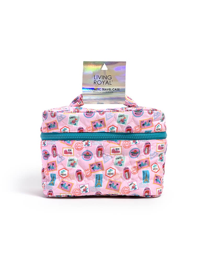 Living Royal - Cosmetic Travel Case - Pink w/ Red Cherries