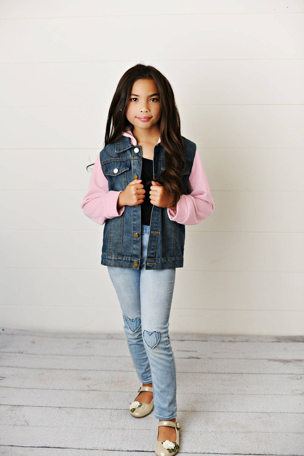 Oopsie Daisy - Hooded Denim Jacket - Pink