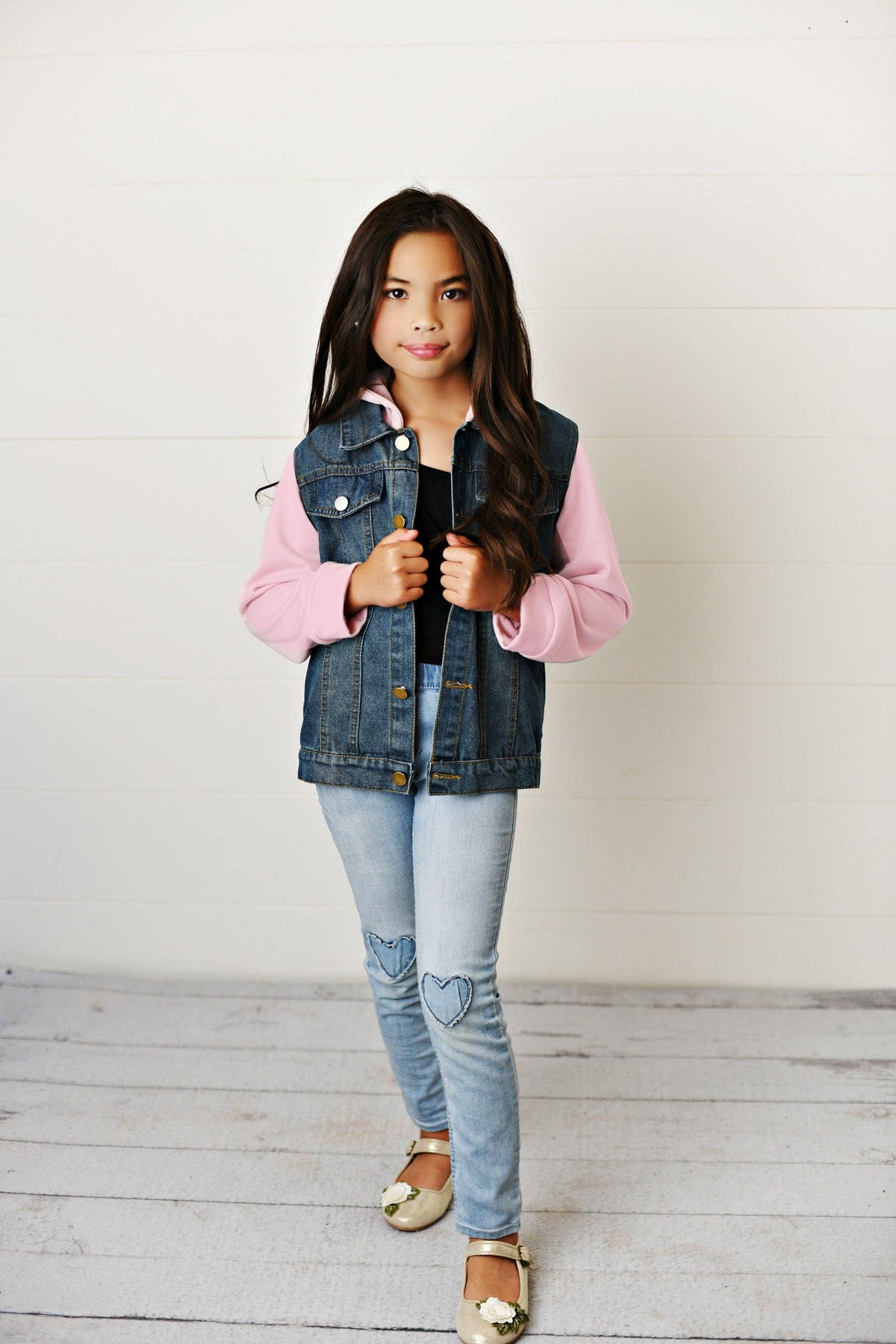 Oopsie Daisy - Hooded Denim Jacket - Pink