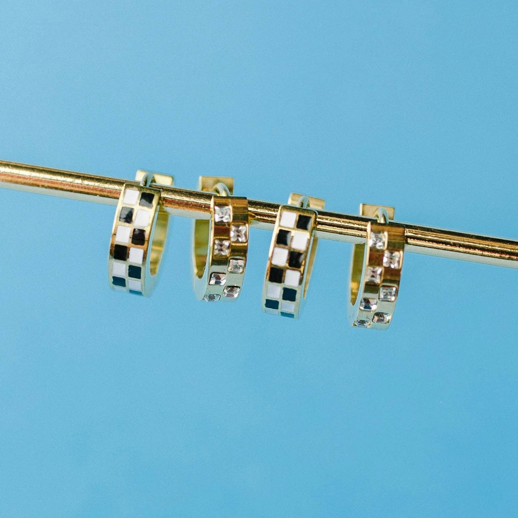 Pierced Co - Diamond Checkered Huggies