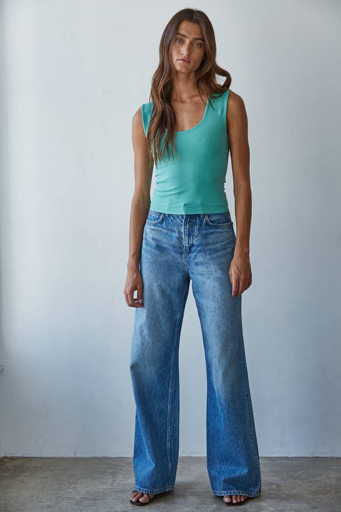 Women's Double Layered Seamless Top - Ash Moss