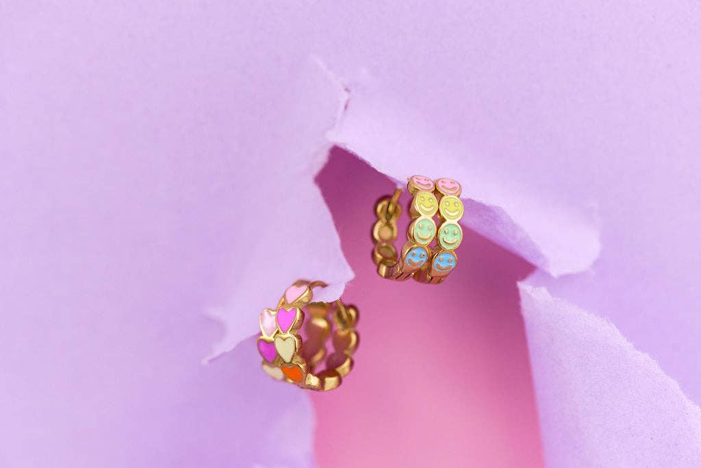 Desert Peach - Heart Chunky Huggie Hoops