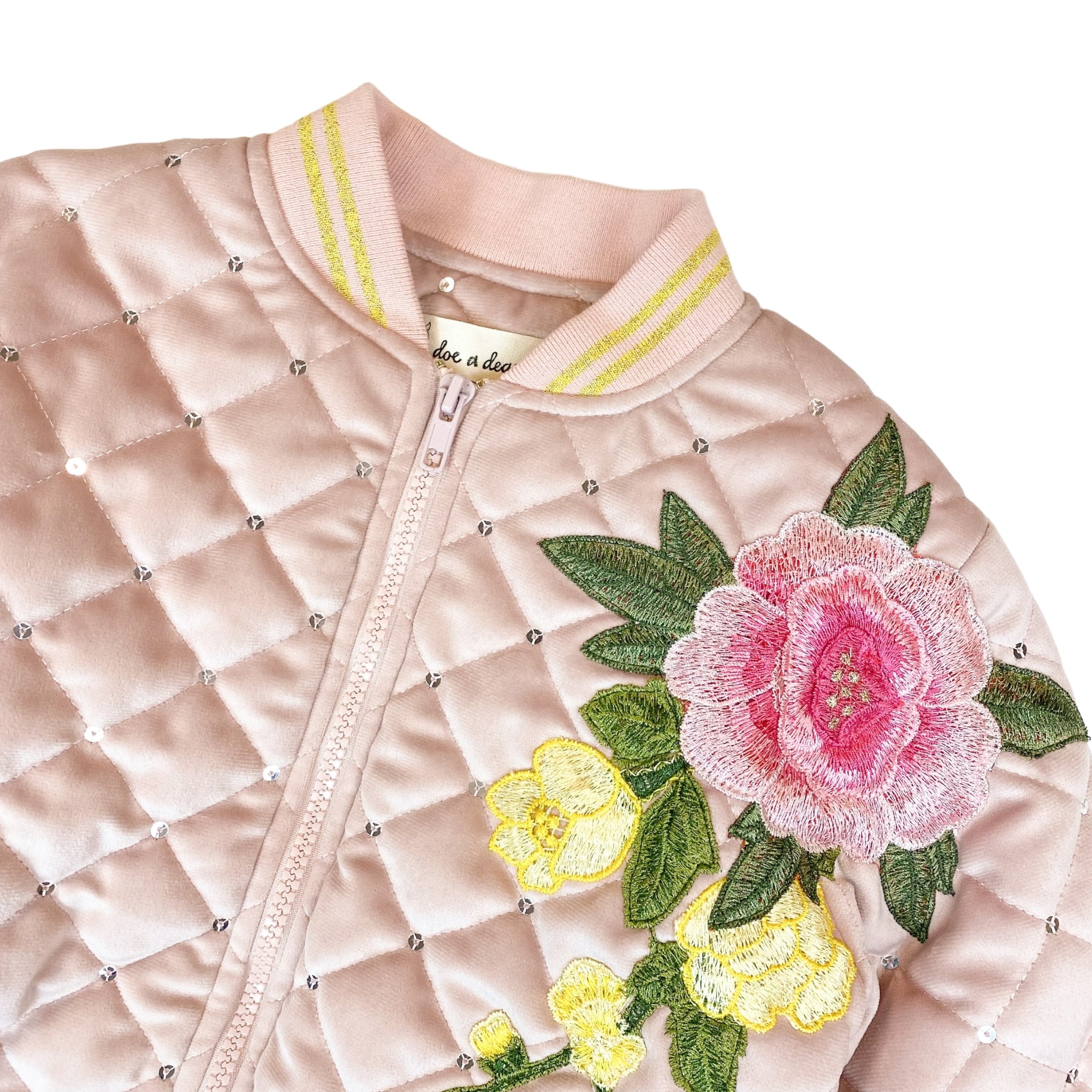 Doe A Dear Quilted Jacket - Embroidered Floral