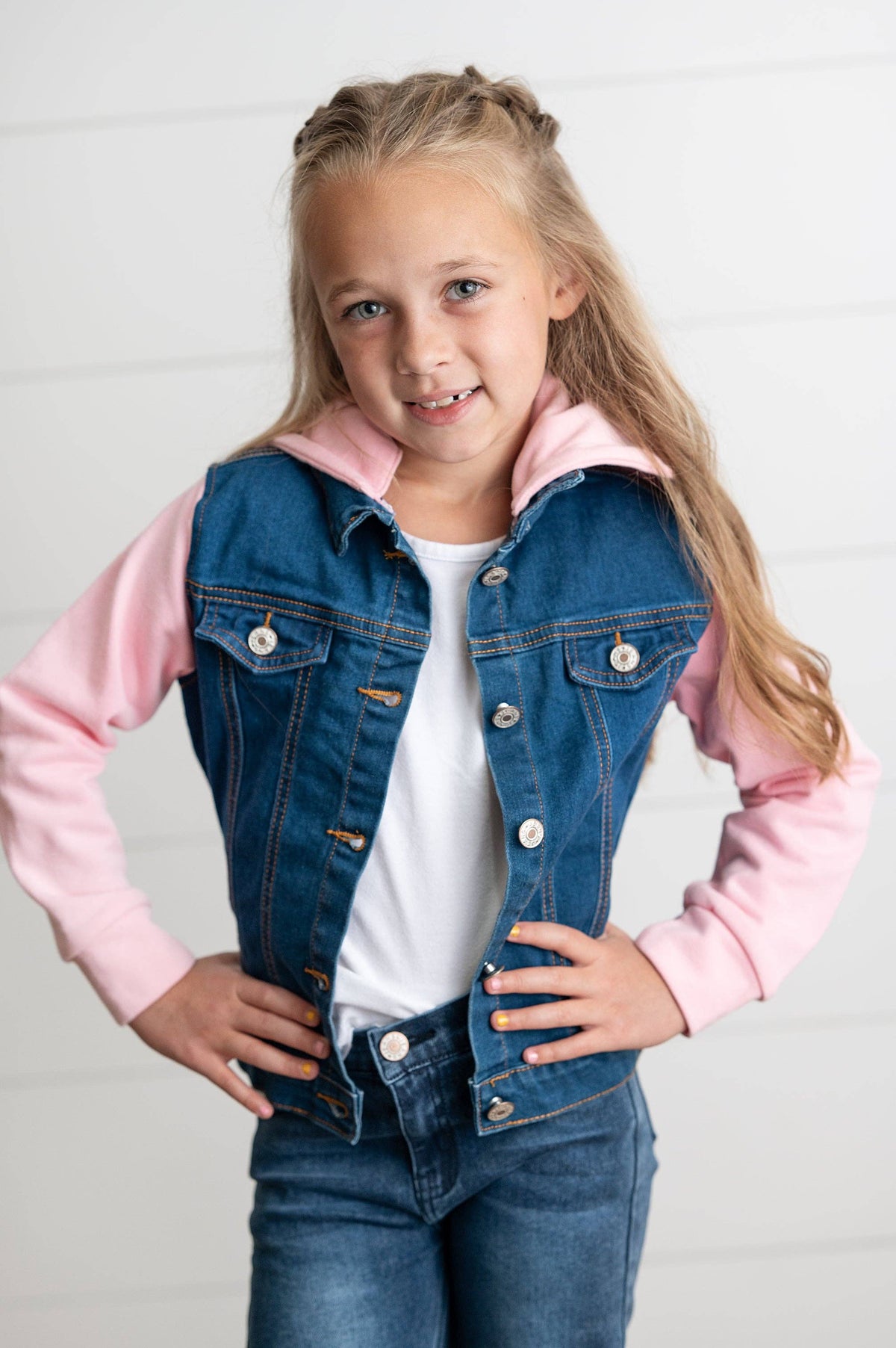 Oopsie Daisy - Hooded Denim Jacket - Pink