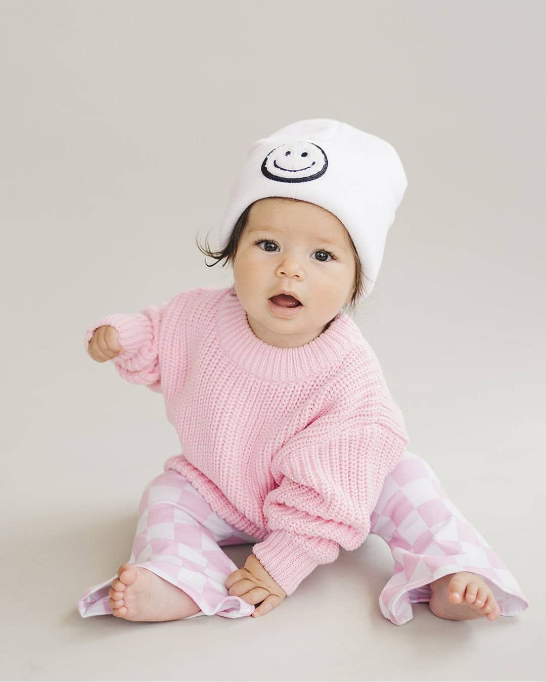 Lucky Panda Kids Smiley Beanie - White