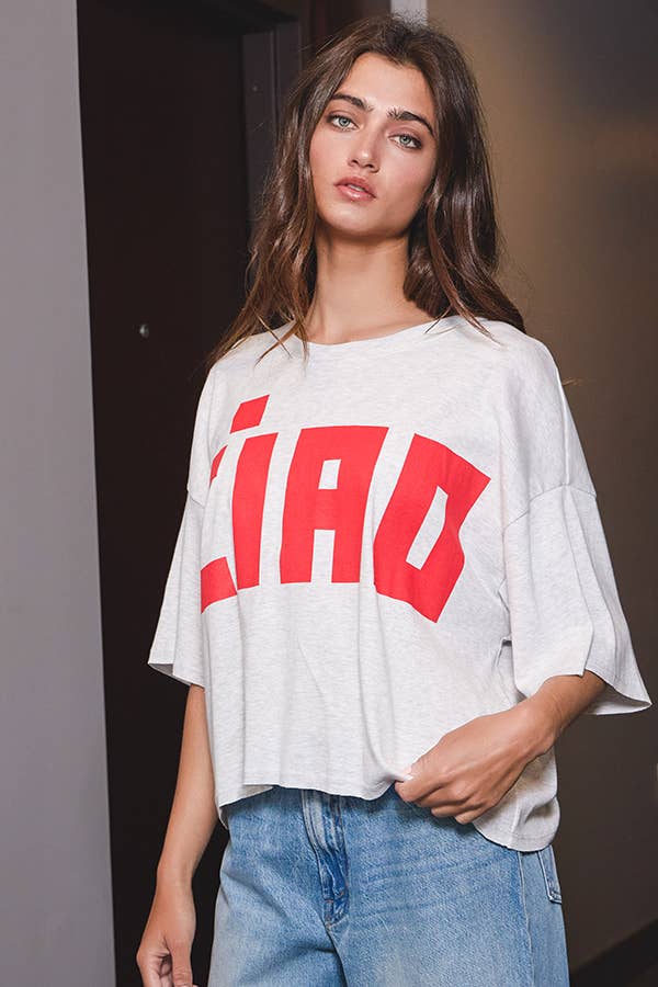Women's 'CIAO' Graphic Jersey Boxy Crop Top