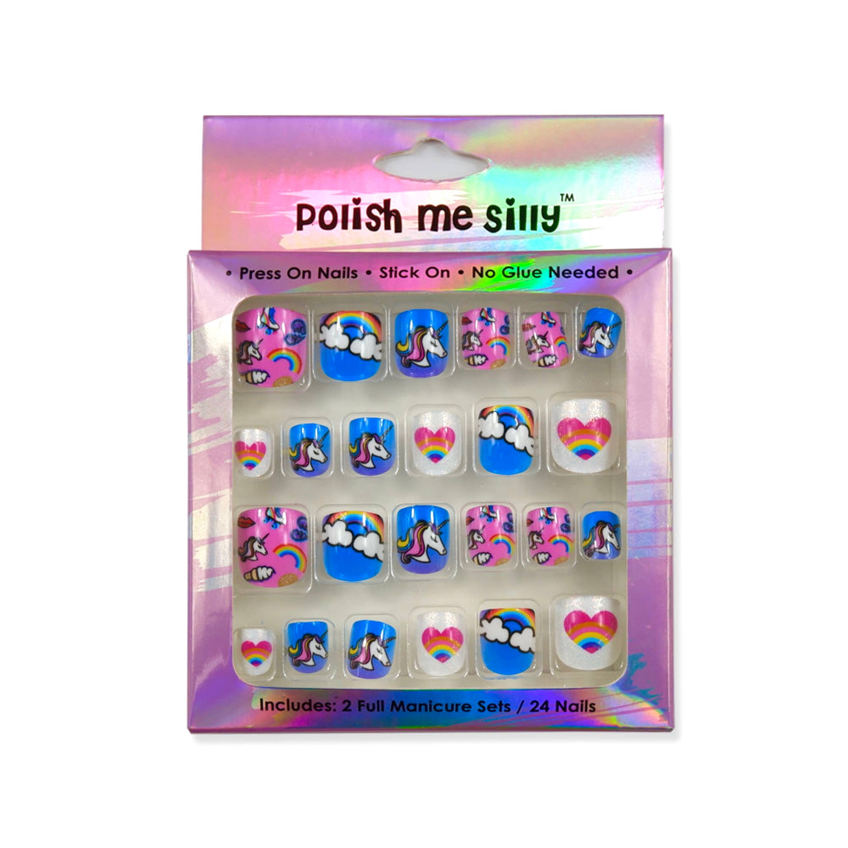 Polish Me Silly Press On Nails - Rainbow Unicorn