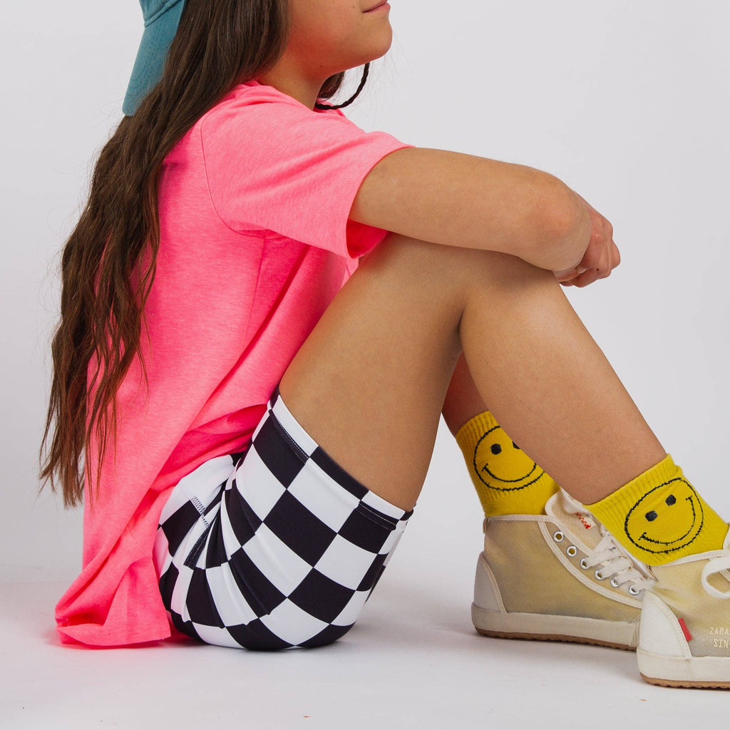 RAGS Biker Shorts - B&W Check