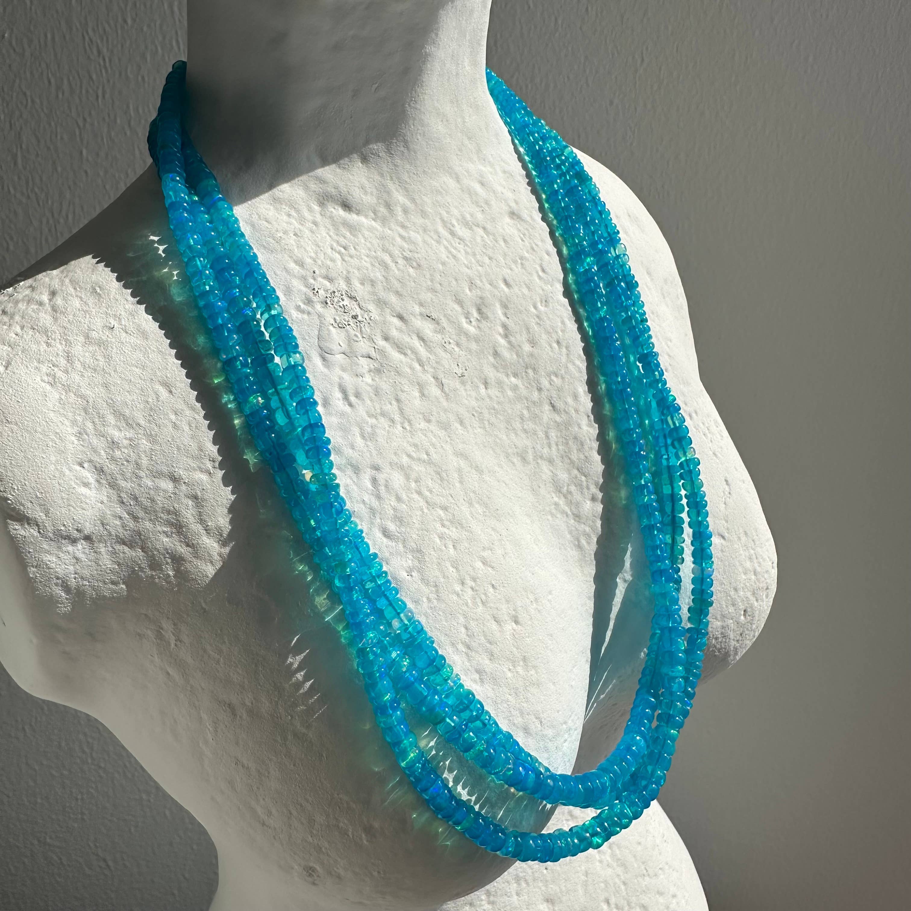 Anokhi Green Handmade Gemstone Necklace - Sky Blue Opal