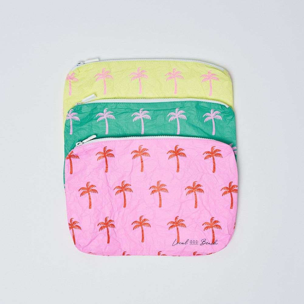 Local Beach Water Resistant Pouch - Pink Neon Palms