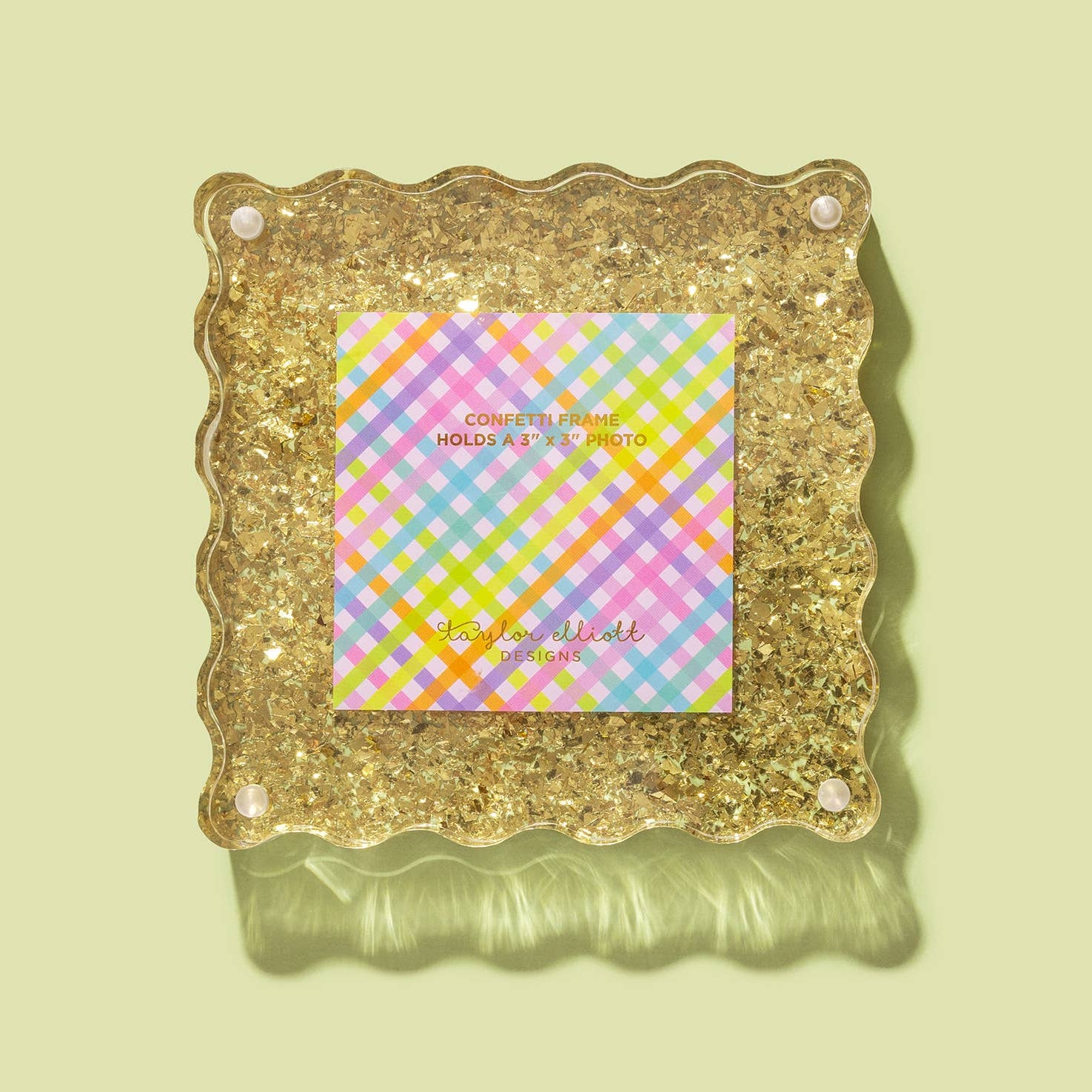 Taylor Elliott Designs - Small Acrylic Picture Frame - Gold Confetti