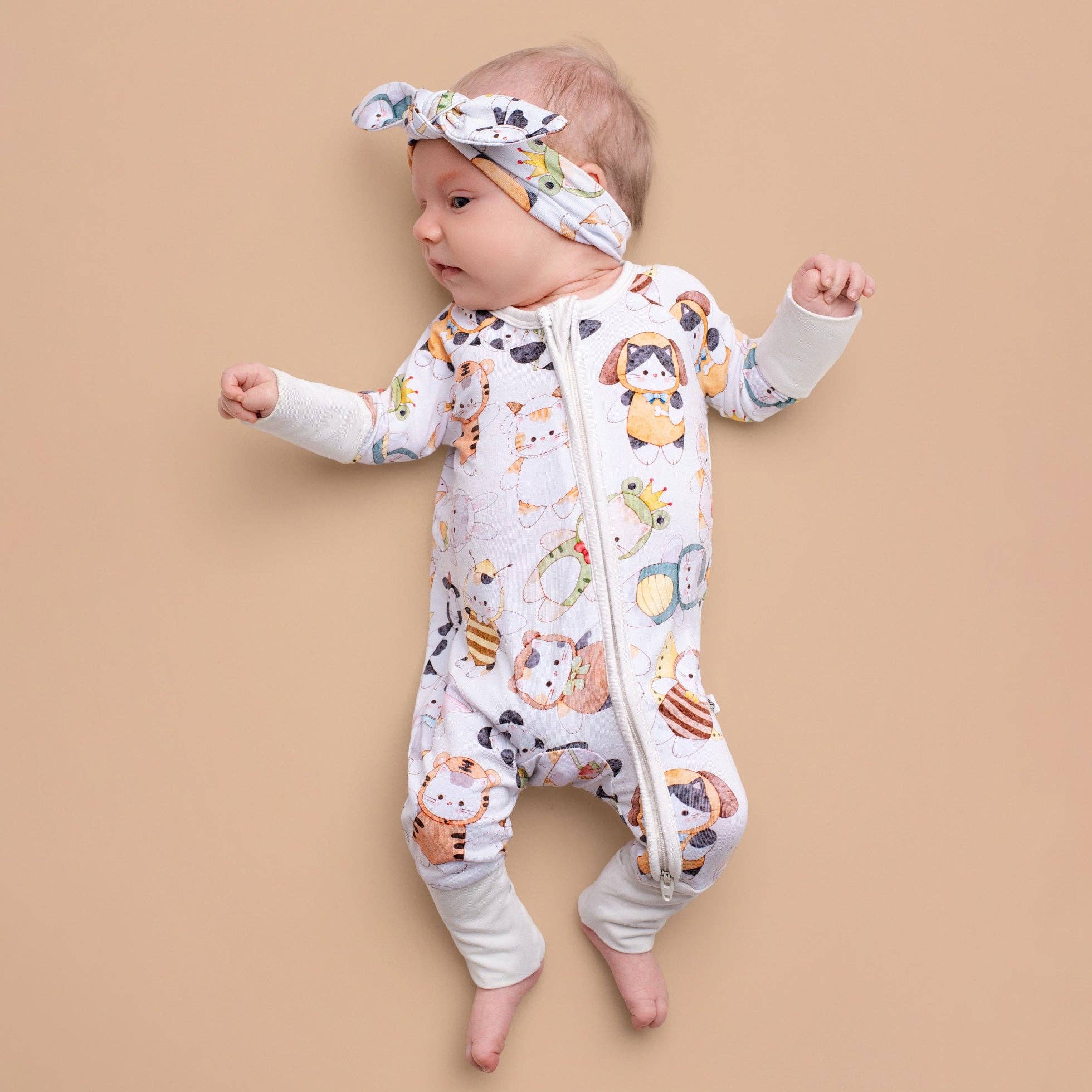 Jammie Session Bamboo Romper - Meowster of Disguise