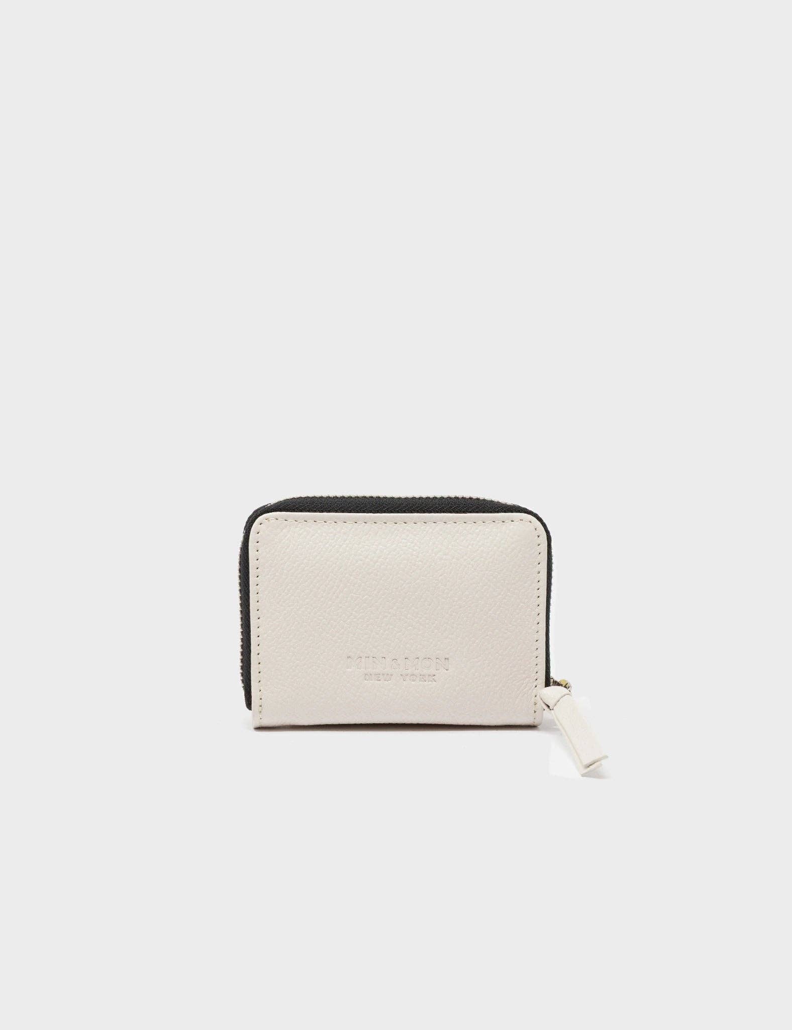Min & Mon - Frodo Cream Leather Zip Around Wallet - Studs Pattern