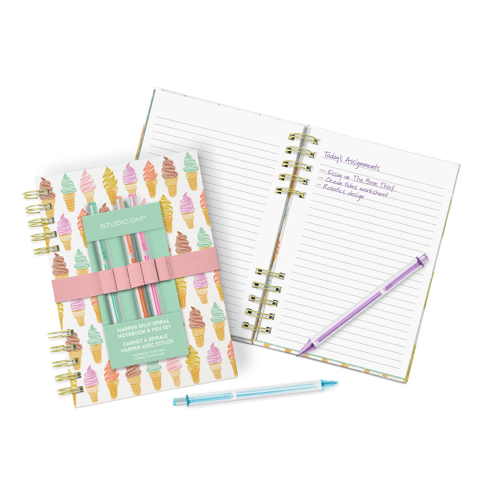 Studio Oh! - Cool & Creamy Harper Split-Spiral Notebook & Pen Set