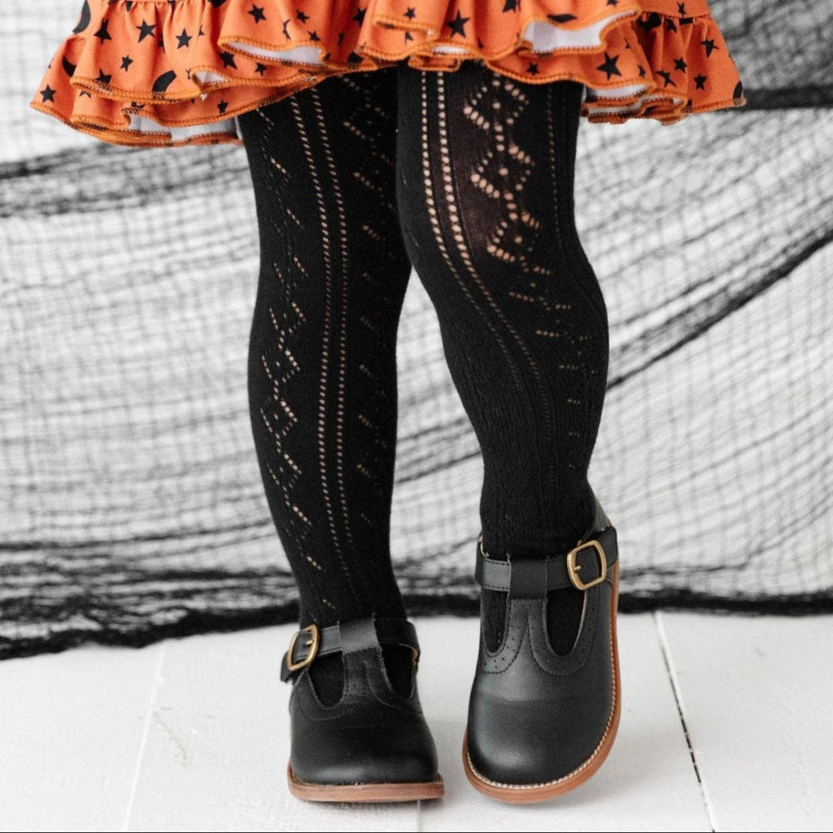 Little Stocking Co. Fancy Knit Tights - Black