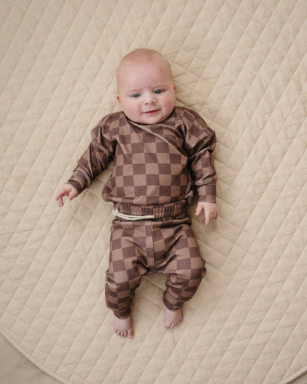 Lucky Panda Kids Jogger Set - Espresso Checkered