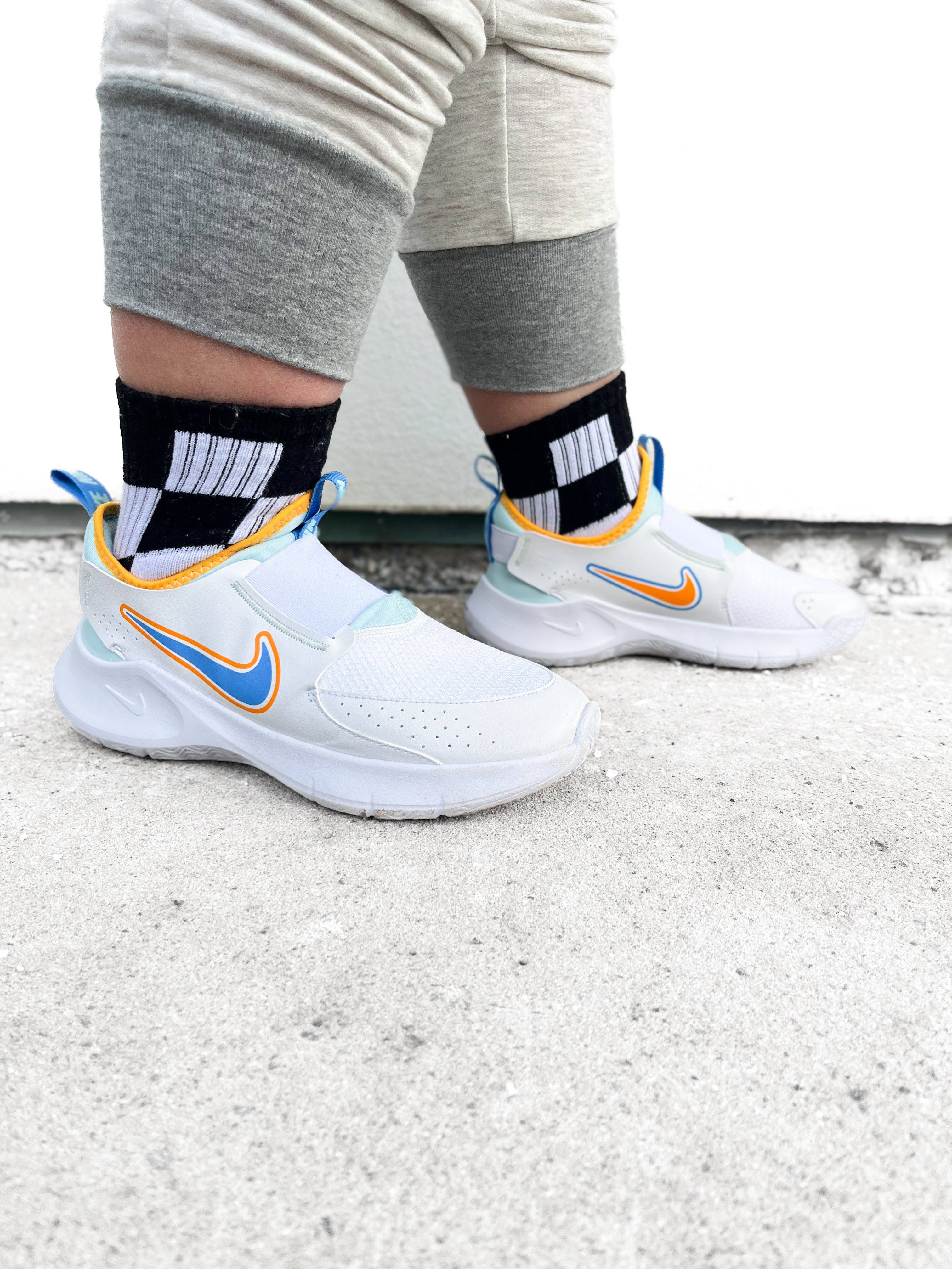 Kickin it up Socks - Black + White Checker