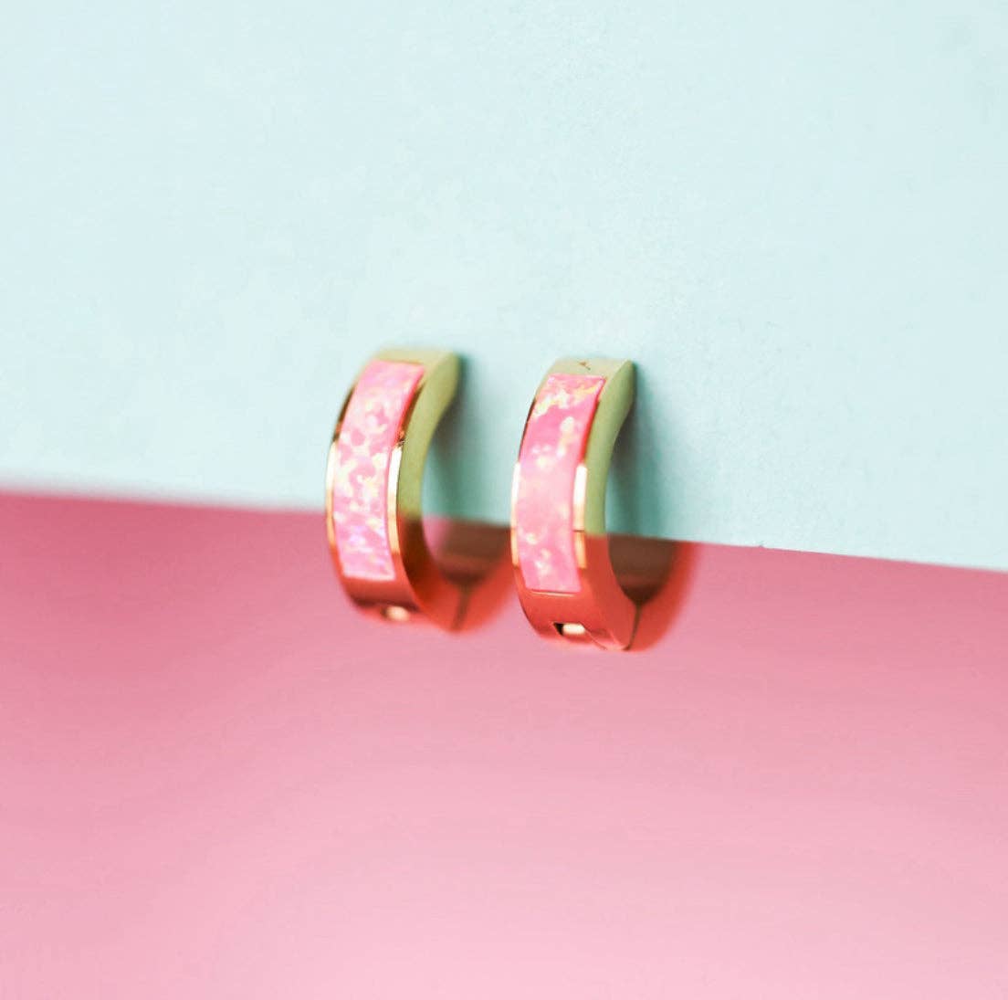 Pierced Co - Neon Pink Opal Huggies