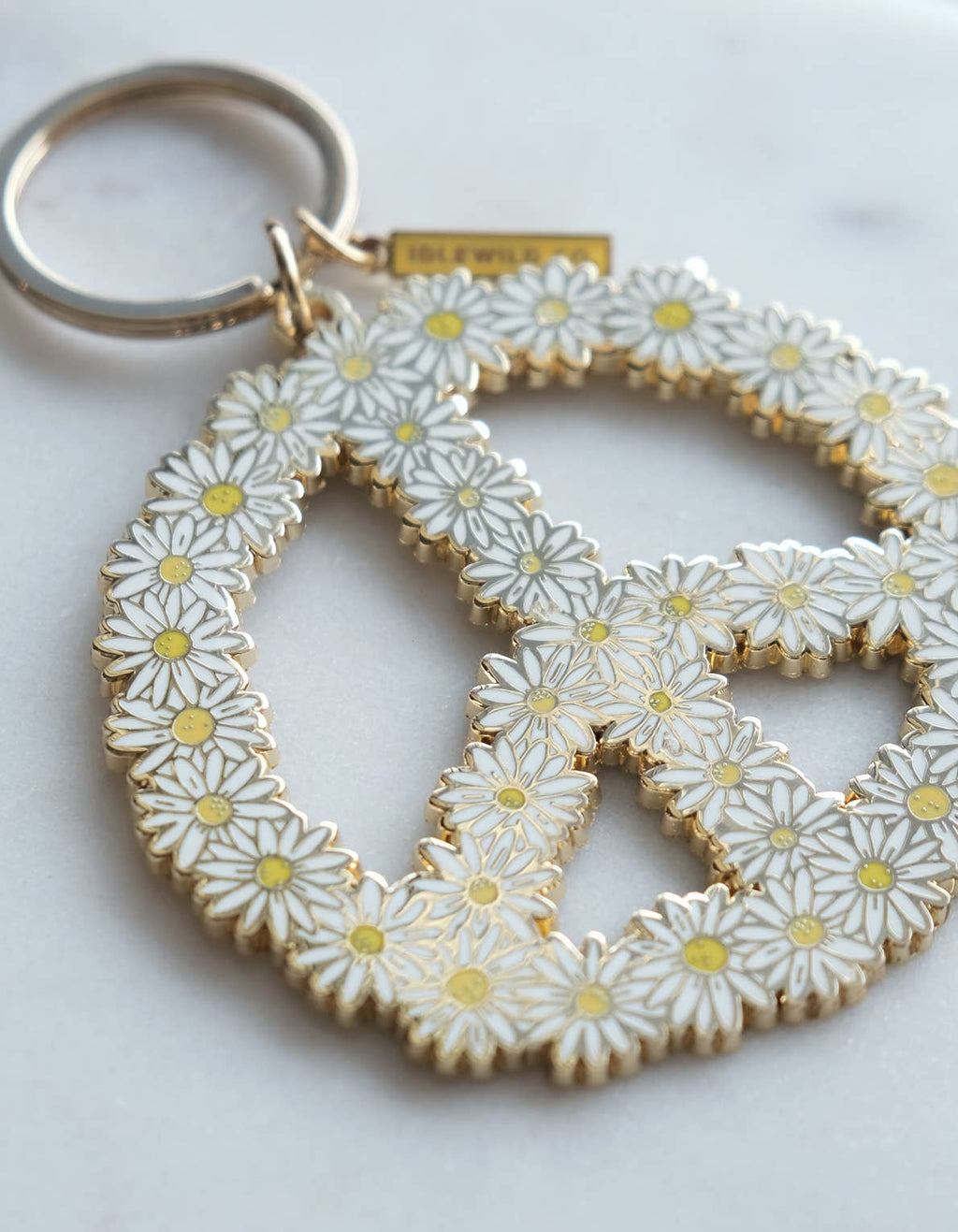 Idlewild Co. Enamel Keychain - Peace Daisy