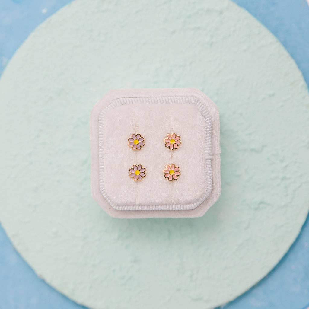 Desert Peach - Purple Daisy Stud Earrings