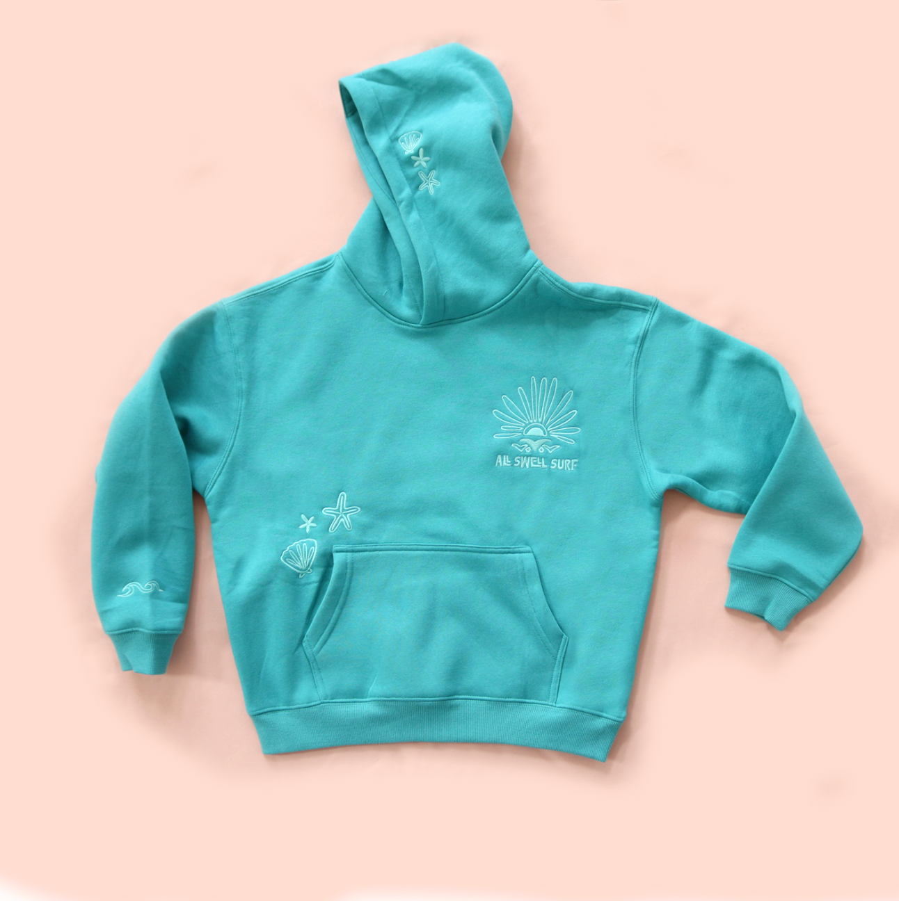 All Swell Surf Embroidered Hoodie - Sea Glass Surf (Youth)