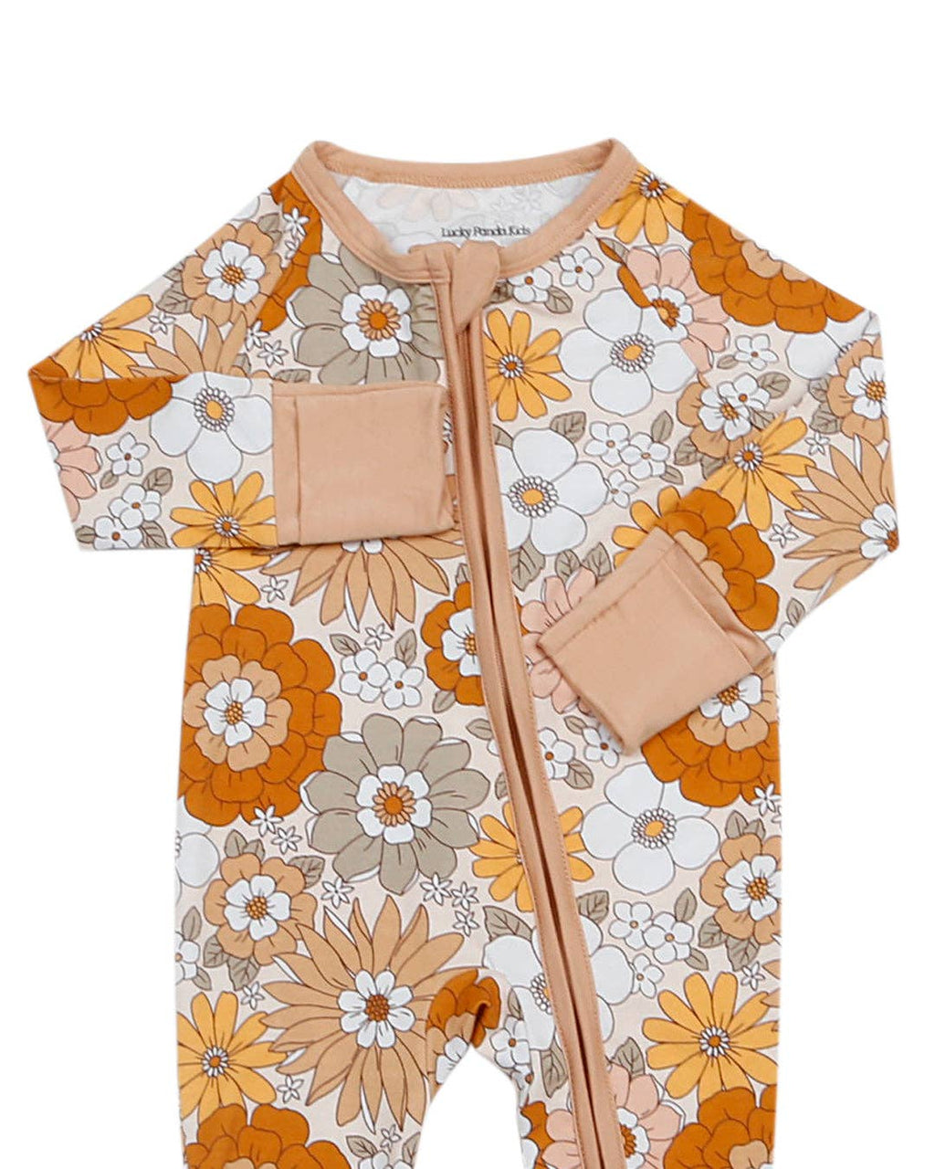 Lucky Panda Kids Bamboo Zip Romper - Petal Pop