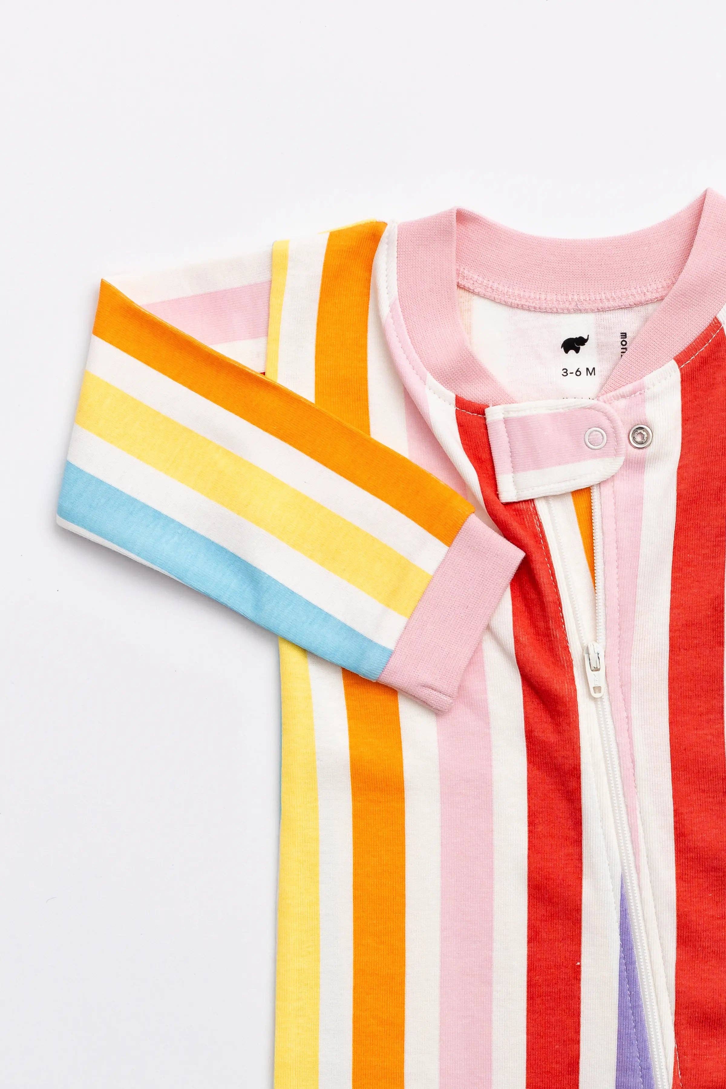 Monica + Andy Zip Romper - Rainbow Stripes