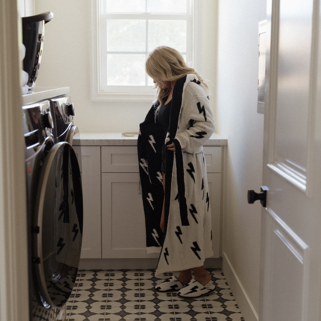 Local Beach Luxe Robe - Lightning Bolt (Sand/Cream)